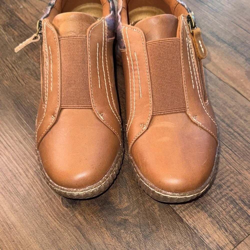 Clarks Brown Espadrilles with Patterned Accent
